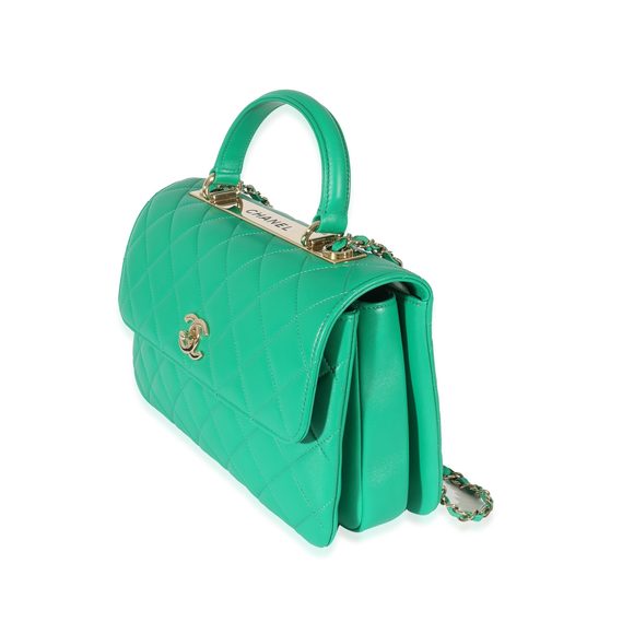 Chanel Green Quilted Lambskin Medium Trendy Top Handle Flap Bag - Picture 2 of 7